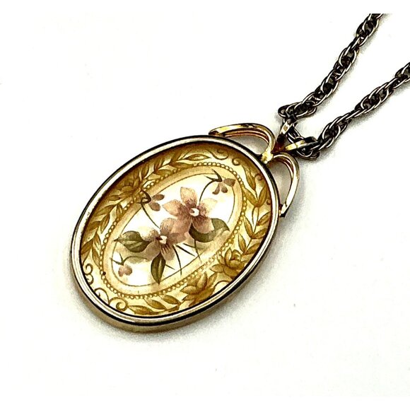 Vintage Gold-Tone Floral Necklace With Chain - Picture 1 of 6